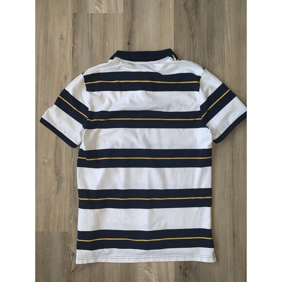 Old Navy The Classic Polo Navy Blue/White Striped Shirt Mens MED Short Sleeve - Picture 5 of 8